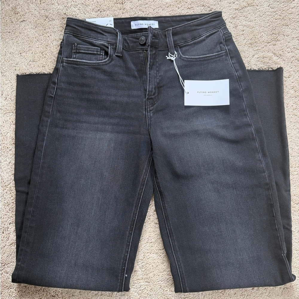Flying Monkey Women's Black Straight Leg Jeans